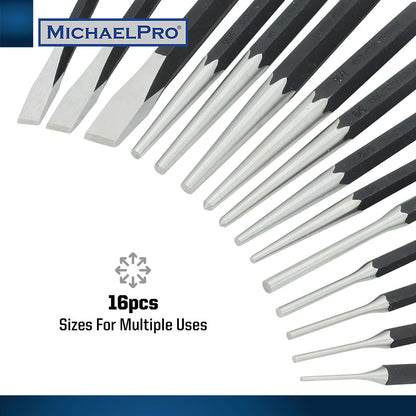 16-Piece Chisel and Punch Set, Heavy Duty (MP010030) - MichaelPro
