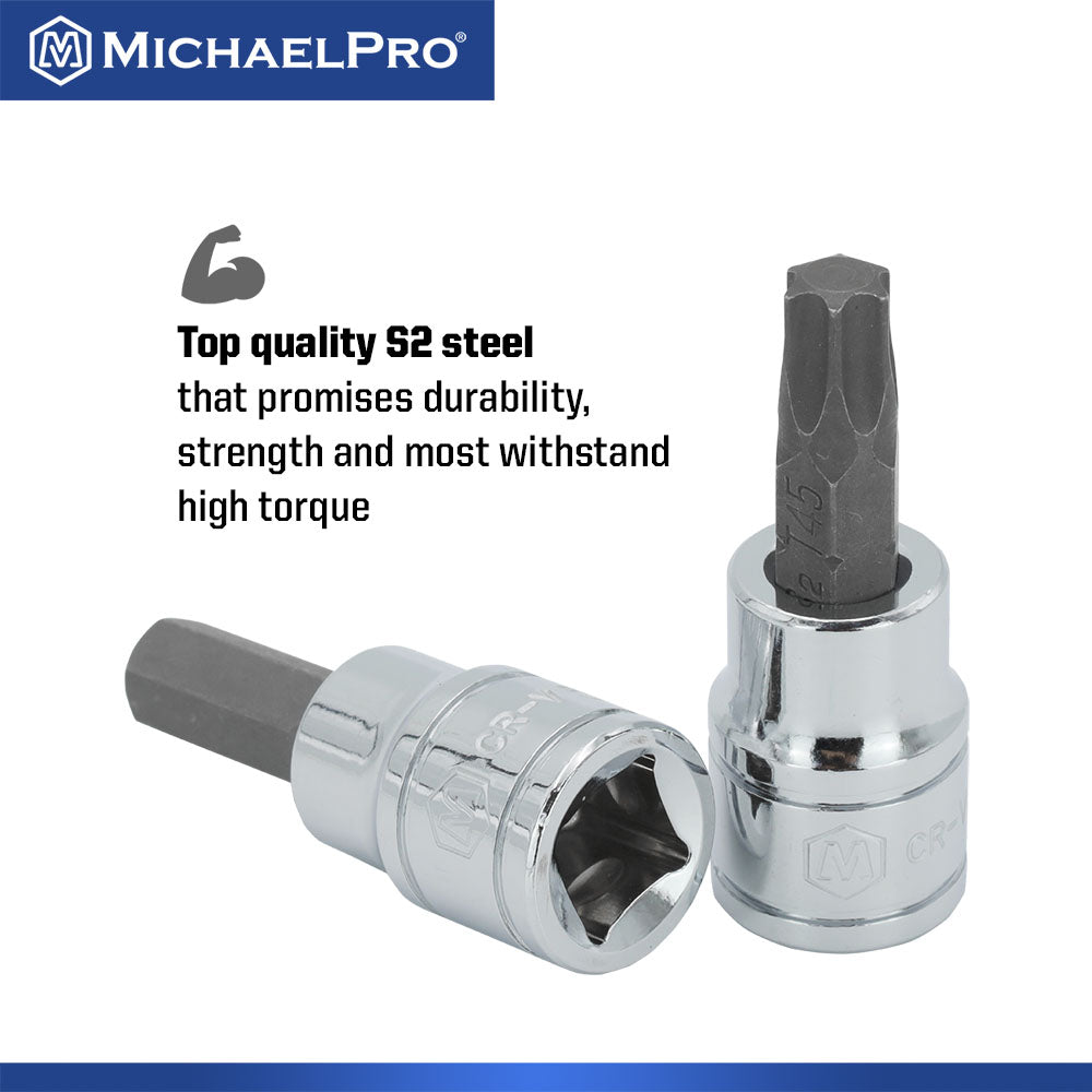 18-Piece 3/8”Drive Torx and Hex Bit Set (MP012021) - MichaelPro