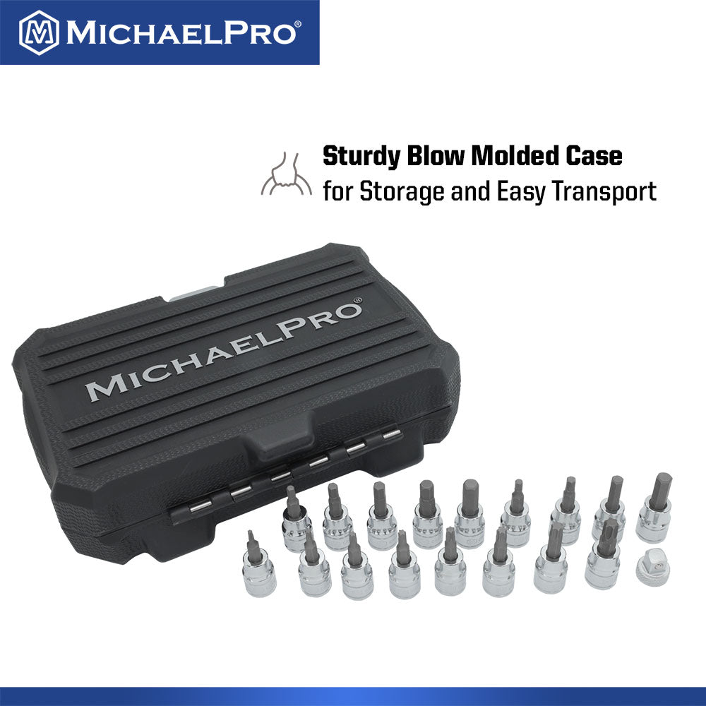 18-Piece 3/8”Drive Torx and Hex Bit Set (MP012021) - MichaelPro