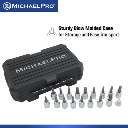18-Piece 3/8”Drive Torx and Hex Bit Set (MP012021) - MichaelPro