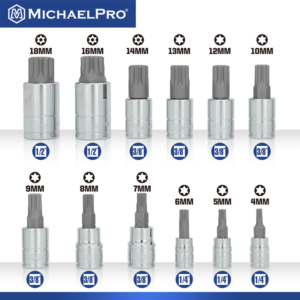 14-Piece XZN Triple Square Spline Bit Set (MP012023) - MichaelPro