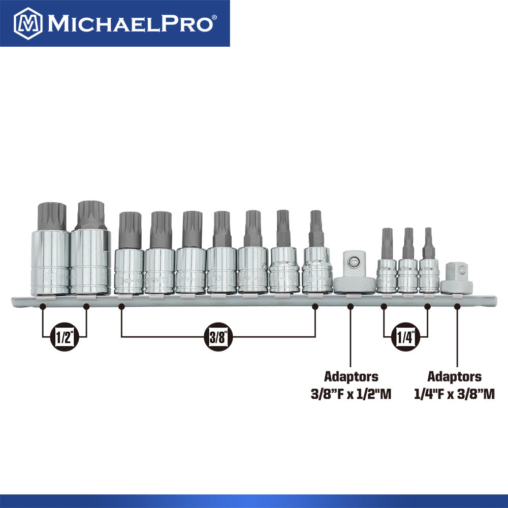 14-Piece XZN Triple Square Spline Bit Set (MP012023) - MichaelPro
