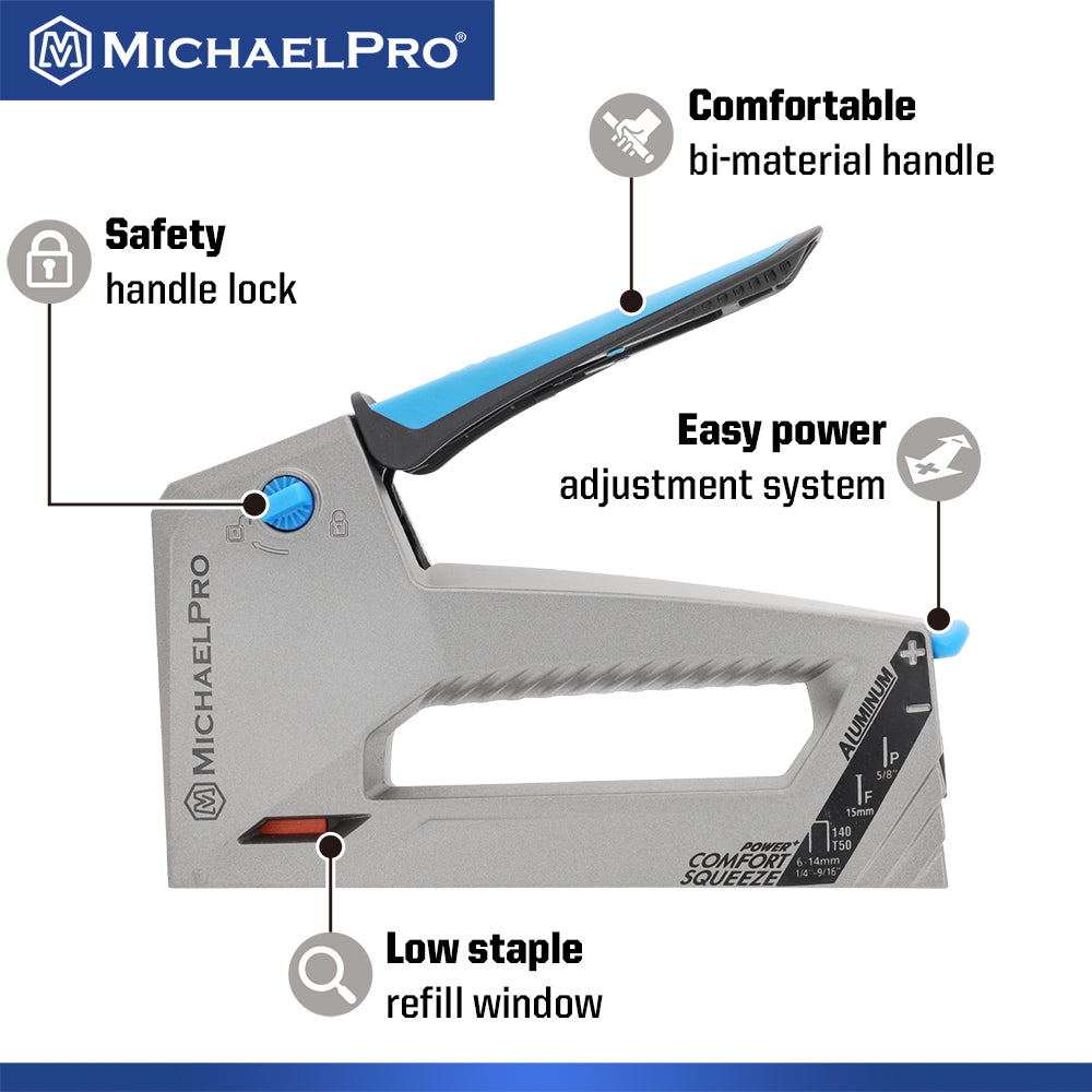 Aluminum Tacker/Staple Gun for Heavy Duty Usage (MP013011) - MichaelPro