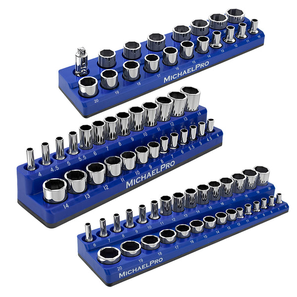 3-Piece Magnetic Bit Holder Set - 1/4", 3/8", 1/2" Square Drive Socket Adapters
