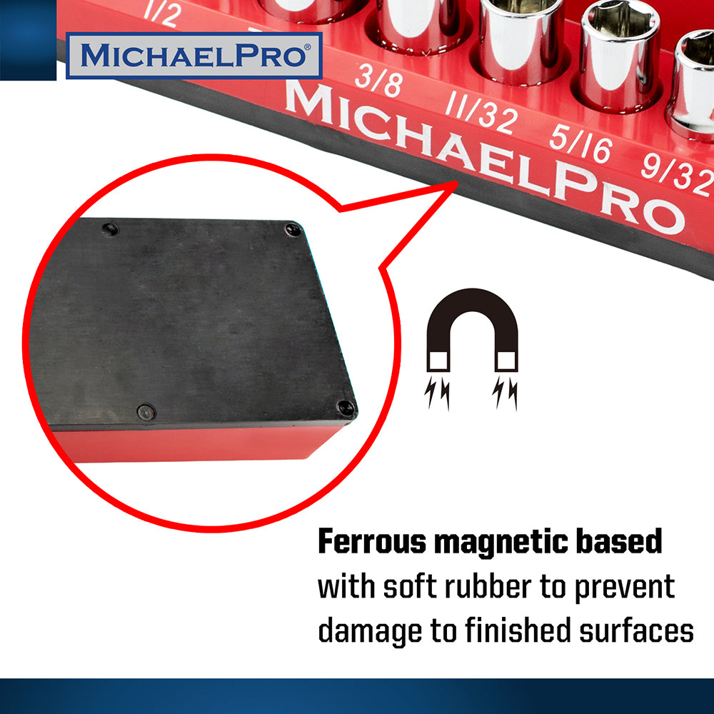 3-Piece Magnetic Socket Organizers for Standard SAE Sockets (MP014003) - MichaelPro