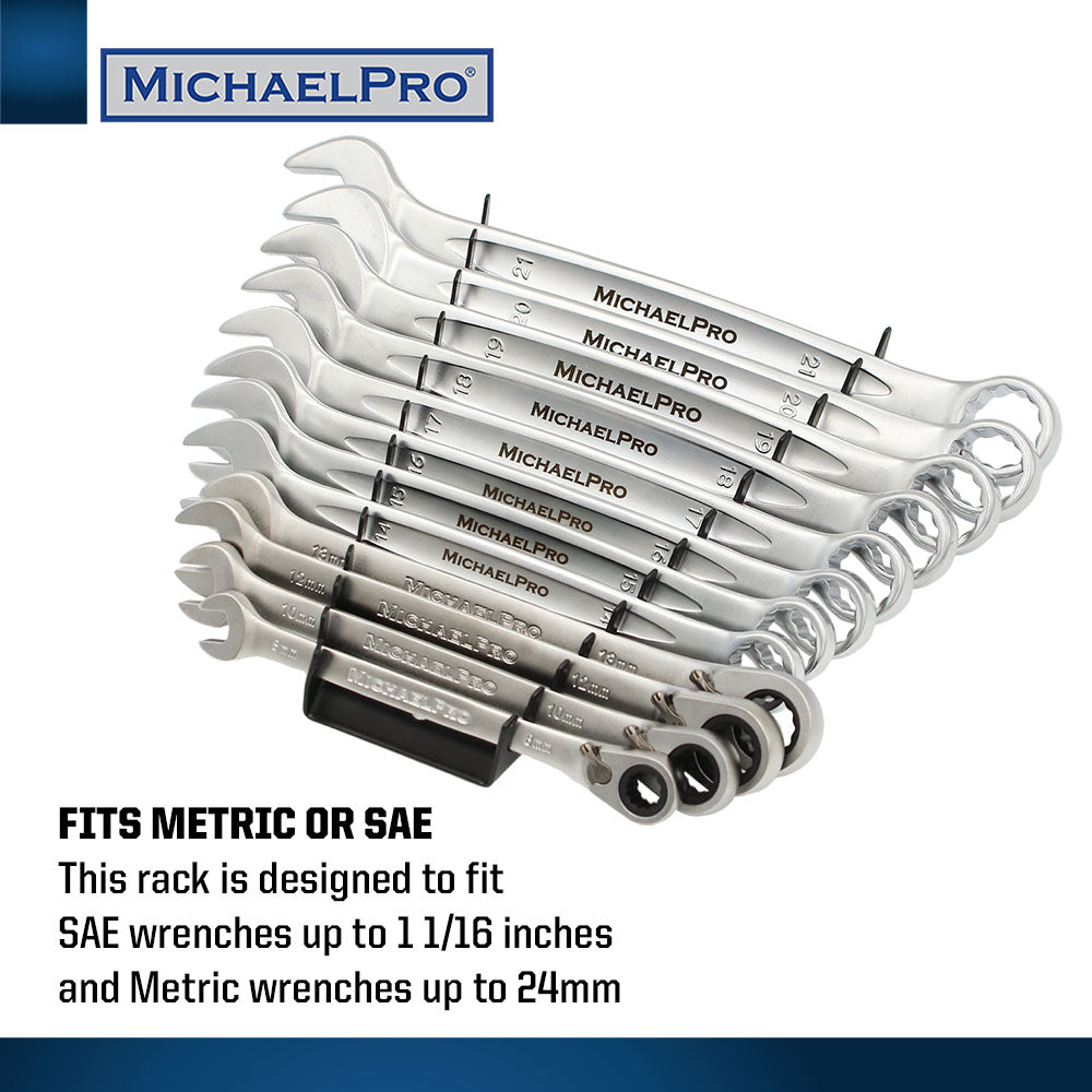 Magnetic Metal Wrench Organizer, 12 Slots (MP014031) - MichaelPro