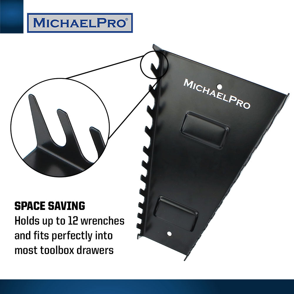 Magnetic Metal Wrench Organizer, 12 Slots (MP014031) - MichaelPro