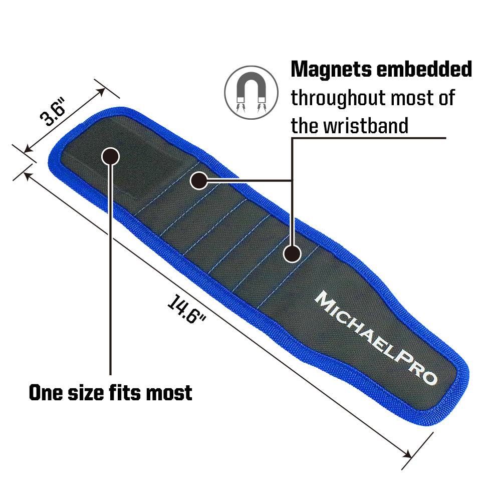 Magnetic Wristband for Holding Screws, Nails, Drill Bits, Tools (MP015001) - MichaelPro