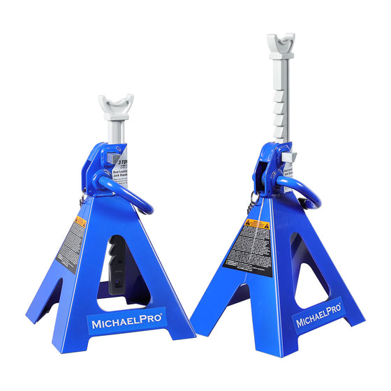 3 Ton Double Pin Jack Stands with Forged Steel Ratchet Bar (MP017001)