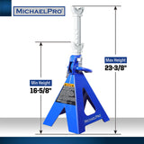 6 Ton Double Pin Jack Stands with Forged Steel Ratchet Bar Provides Greater Safety (MP017002) - MichaelPro