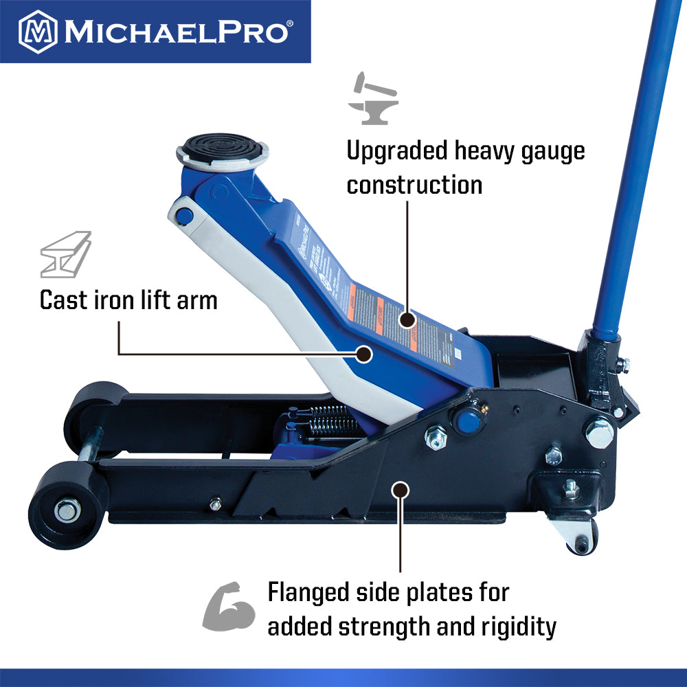 3.5 Ton Low Profile Speedy Lift Floor Jack, High Graded Craftsmanship (MP017003) - MichaelPro