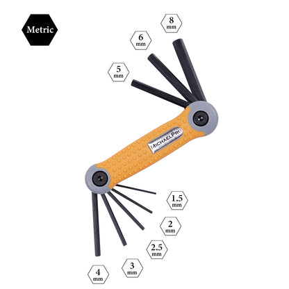 Folding Hex Key Allen Wrench Set in Standard SAE & Metric sizes (MP001007) - MichaelPro