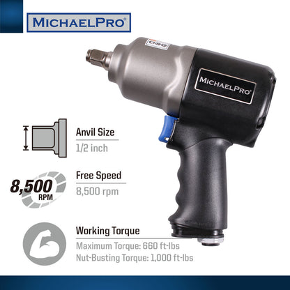 1/2” Drive Air Aluminum Impact Wrench (MPA01015) - MichaelPro