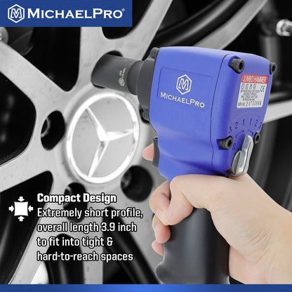 3/8" Drive Mini Air Impact Wrench, 450 ft-lbs Max Torque Output (MPA01035) - MichaelPro