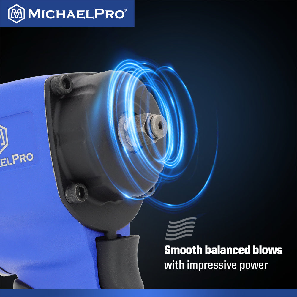 3/8" Drive Mini Air Impact Wrench, 450 ft-lbs Max Torque Output (MPA01035) - MichaelPro