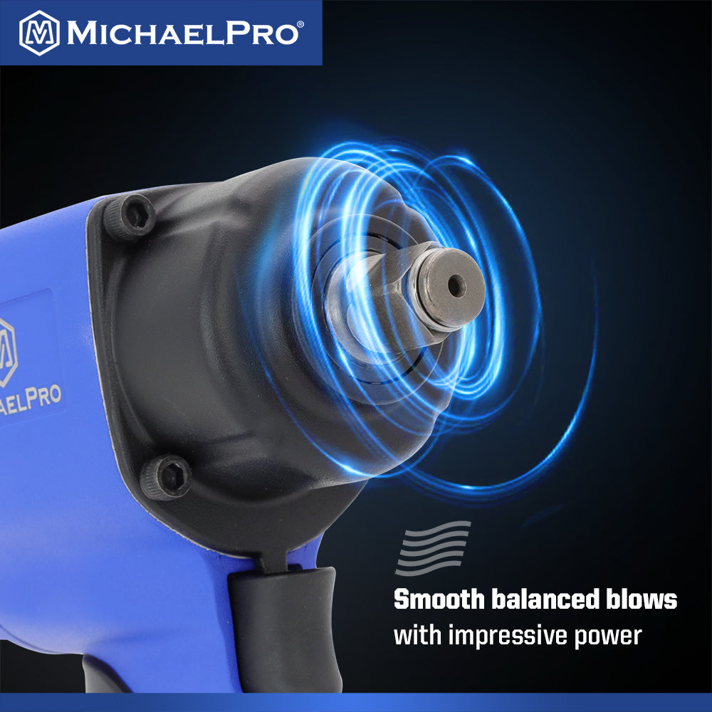 1/2" Drive Mini Air Impact Wrench, Powerful 1,000 ft-lbs Max Torque Output (MPA01036) - MichaelPro