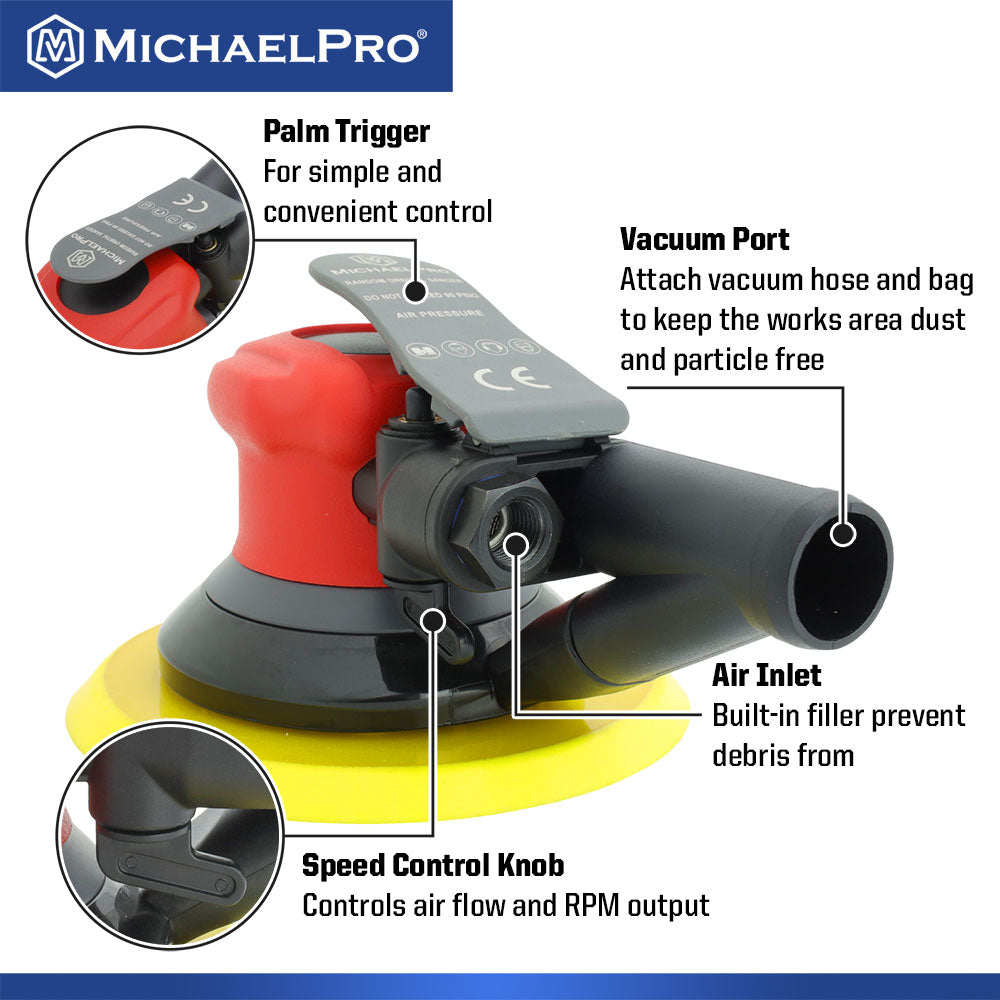6-Inch Self-Generated Vacuum Random Orbit Sander (MPA01043) - MichaelPro